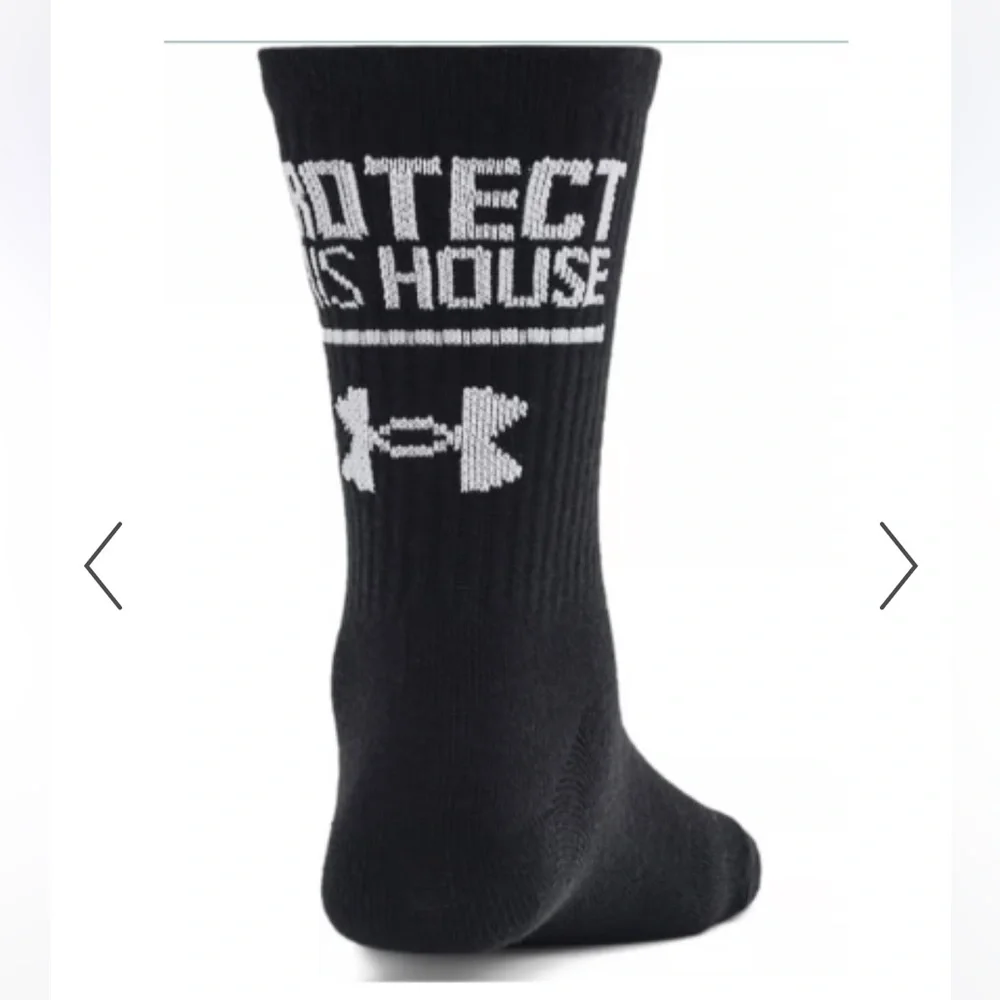 Under Armour Women's Black Essential 3-Pack Mid Crew Socks, Large—NWT